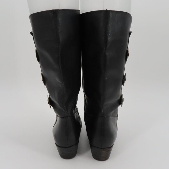 Womens 9 M Solid Black Leather 5 Point Star Concho Cowboy Western Boots Brazil - Picture 8 of 16